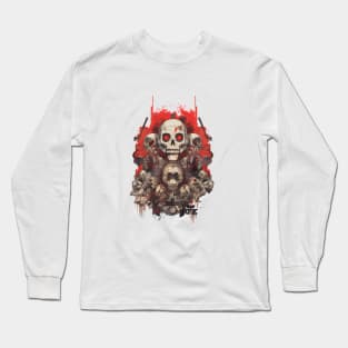 Comic-Style: AI Cyborg Robot Skull and the Apocalypse - Japan Long Sleeve T-Shirt